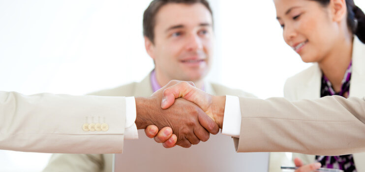 Business people greeting each other