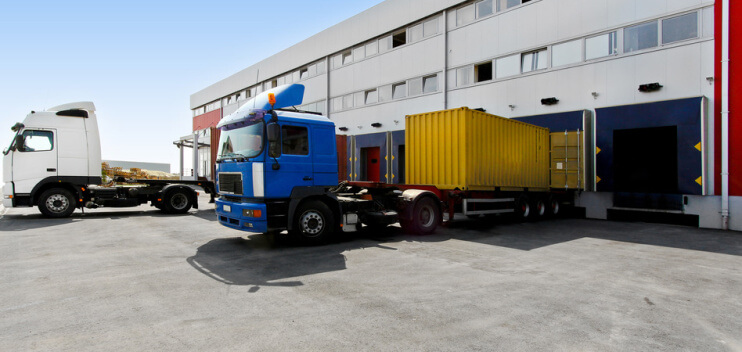 Trucks at a distribution centre