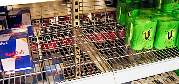 Empty shelf at supermarket