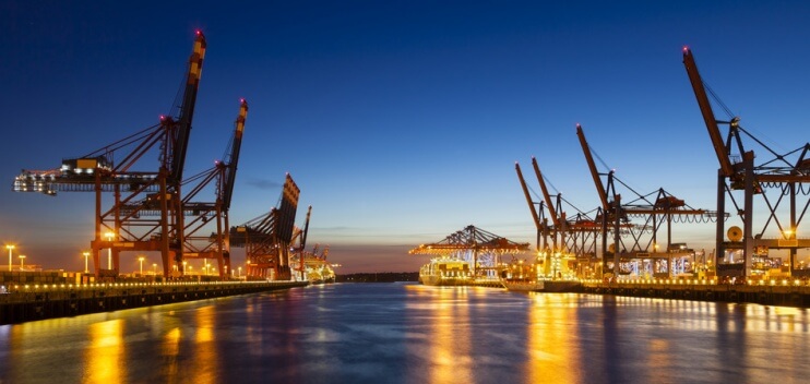 Container Terminals at Night